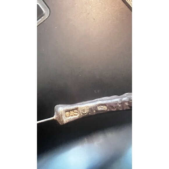 Sterling Silver Hoop Earrings With Blue Crystal Accents 925 Marked - Picture 2 of 9